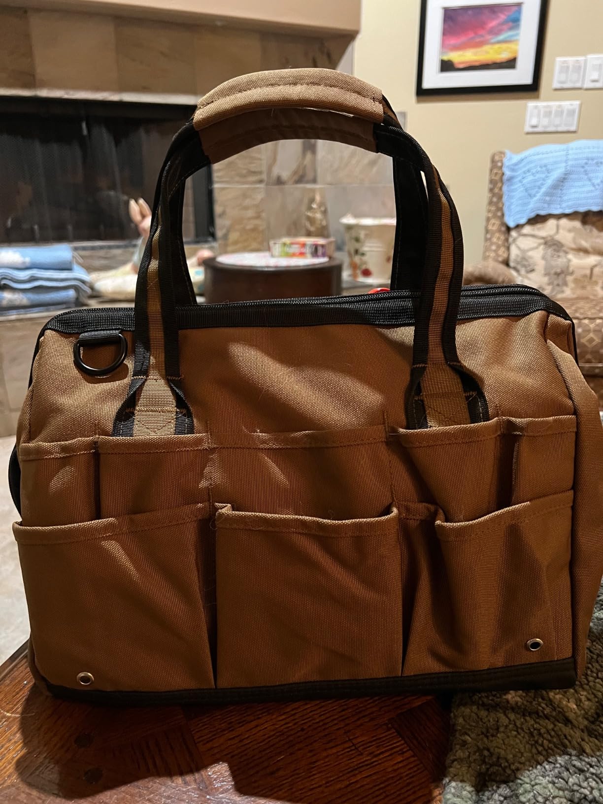 Coreflex 14 inch Wide-Mouth Tool Bag, Gear Bag, Multiple Purpose - for Plumbers, Electricians, Handymen also good for daily use, office use and camping. (Tan) customer photo 2