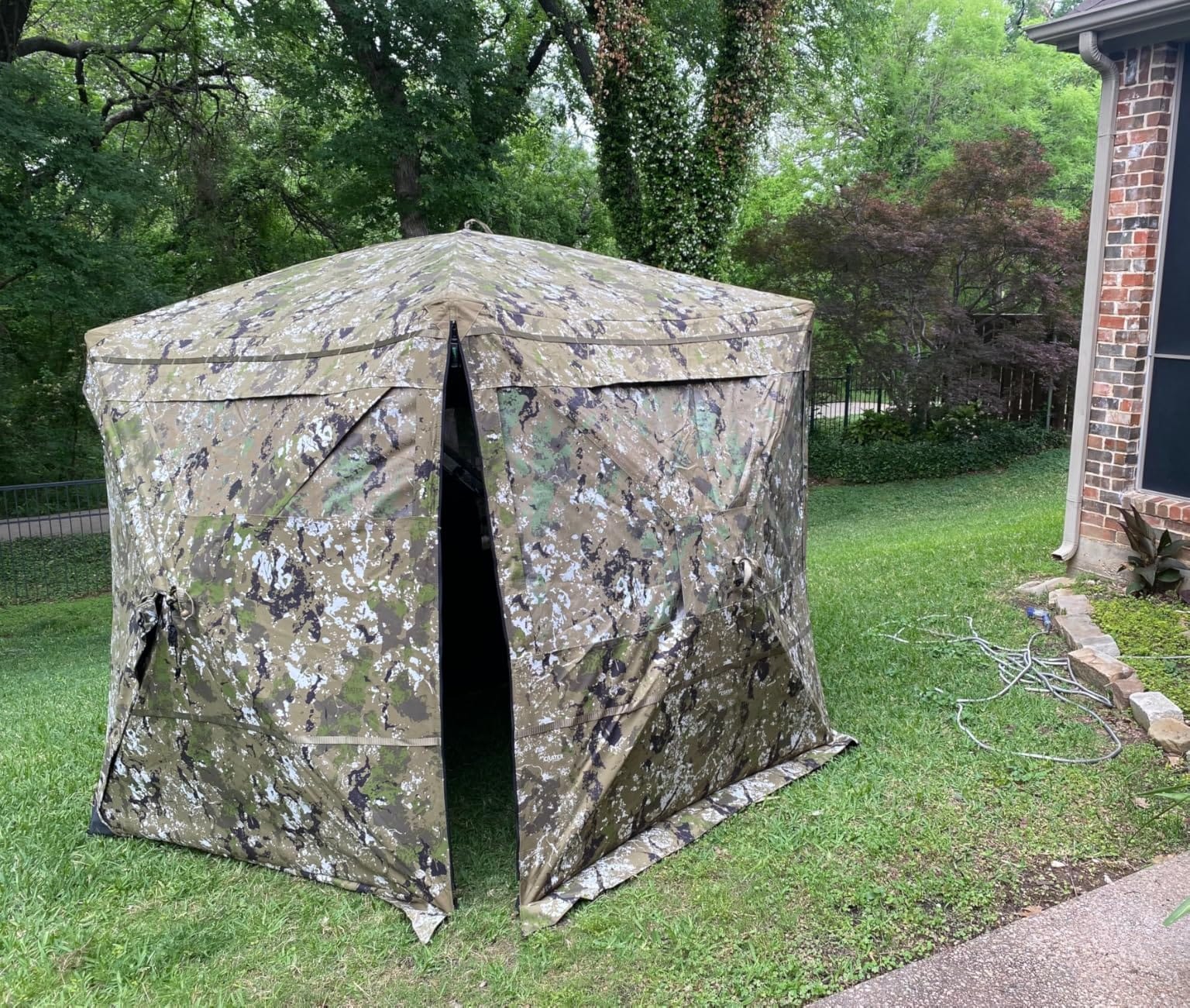 Barronett Blinds® Hi-Five™, Portable Hunting Blind, Extra-Tall, 5-Sided Hub Blind, 1-Way Fabric, Durable, 4-Person, Crater™ Thrive, 96” x 96” x 76”, HF550CT customer photo 1
