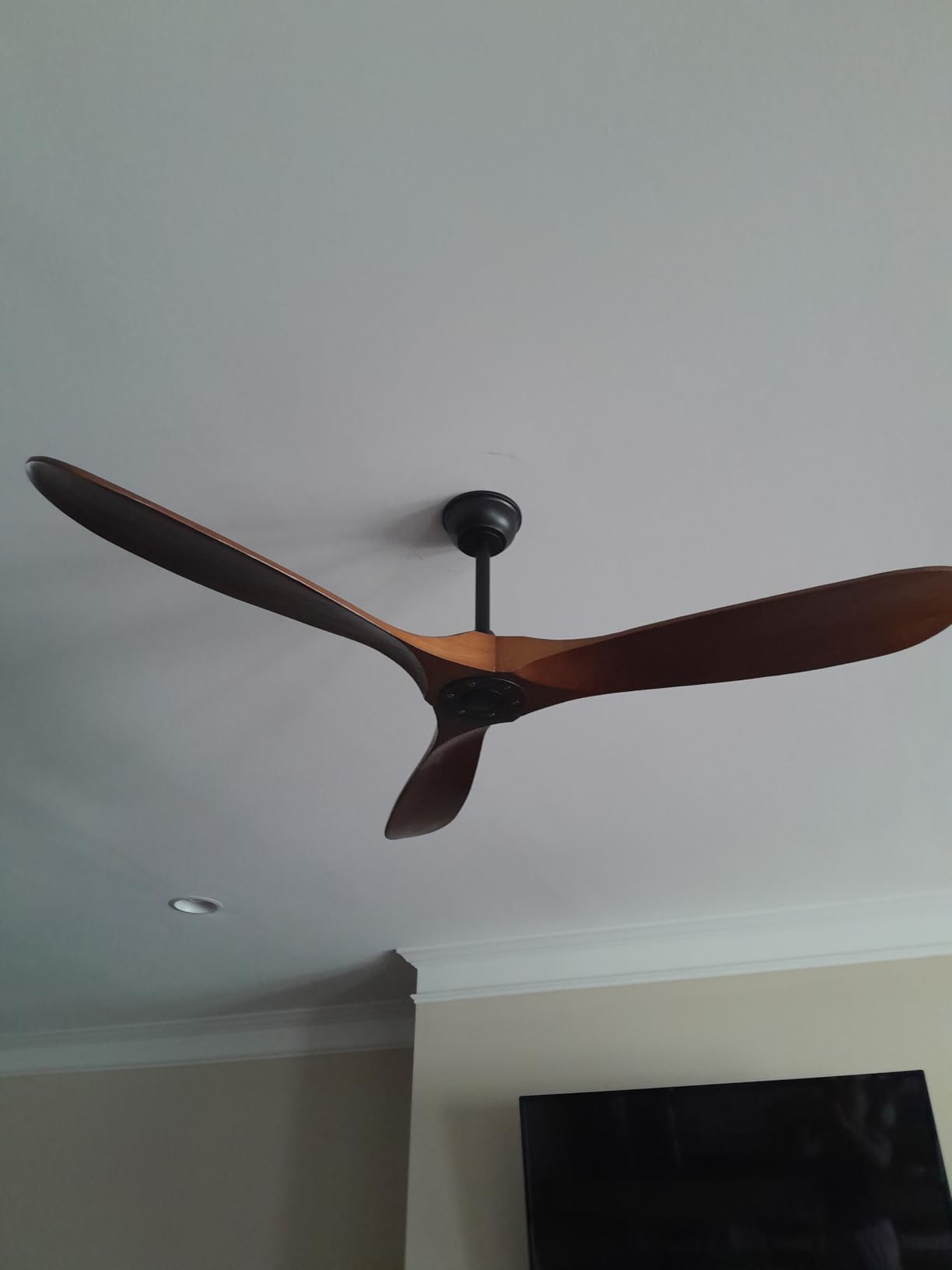 72 Inch Ceiling Fan No Light ,Wood Outdoor Ceiling Fans for Patios Living Room Garage Gazebo Mid Century Modern Exterior Extra Large Waterproof Ceiling Fan Without Light with Downrod (Walnut) customer photo 1