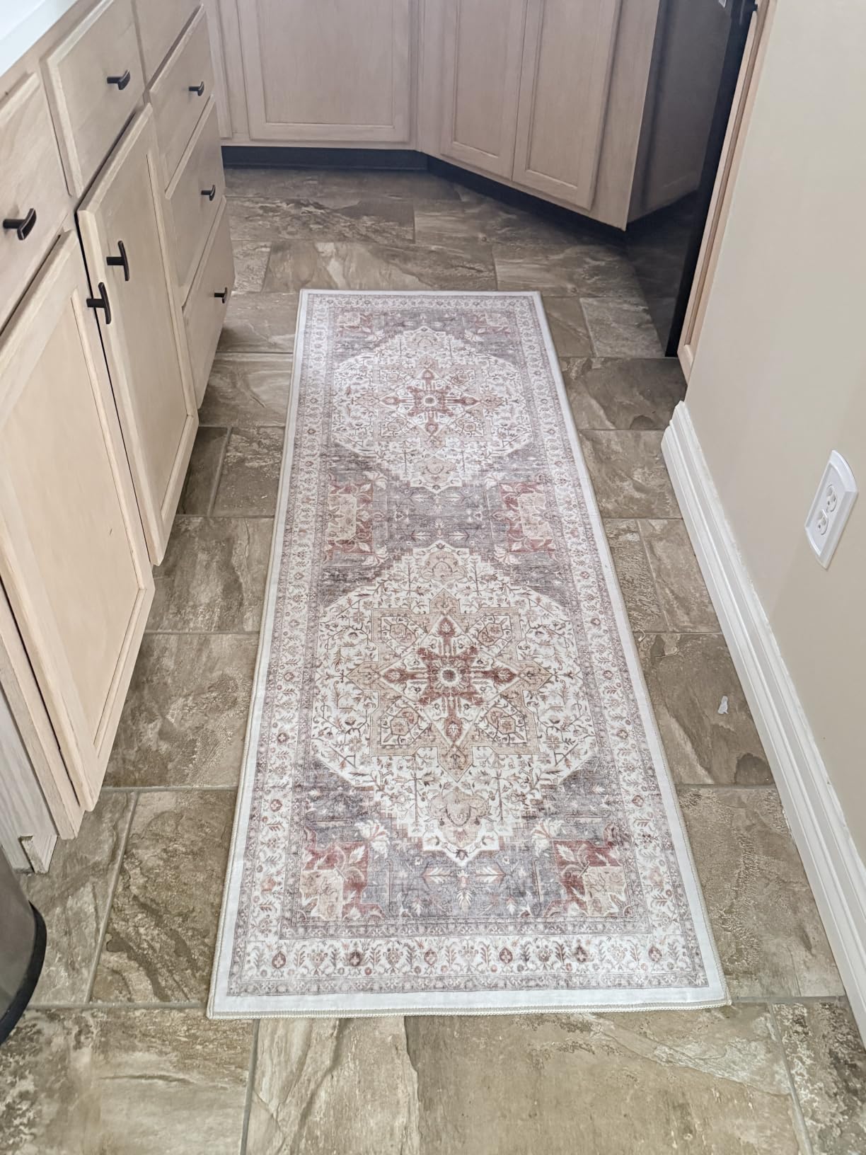 Tortania Area Rug 9x12 Living Room Rug Washable Soft Cream/Blue customer photo 2