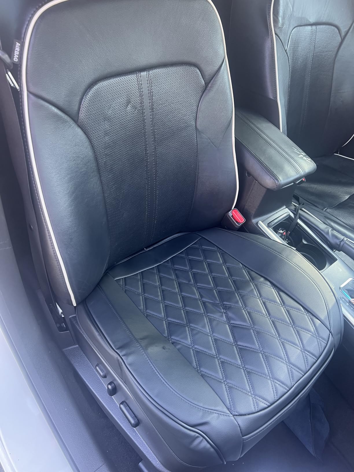 BEITK 2 Pack Leather Front Car Seat Bottom Covers Black customer photo 2