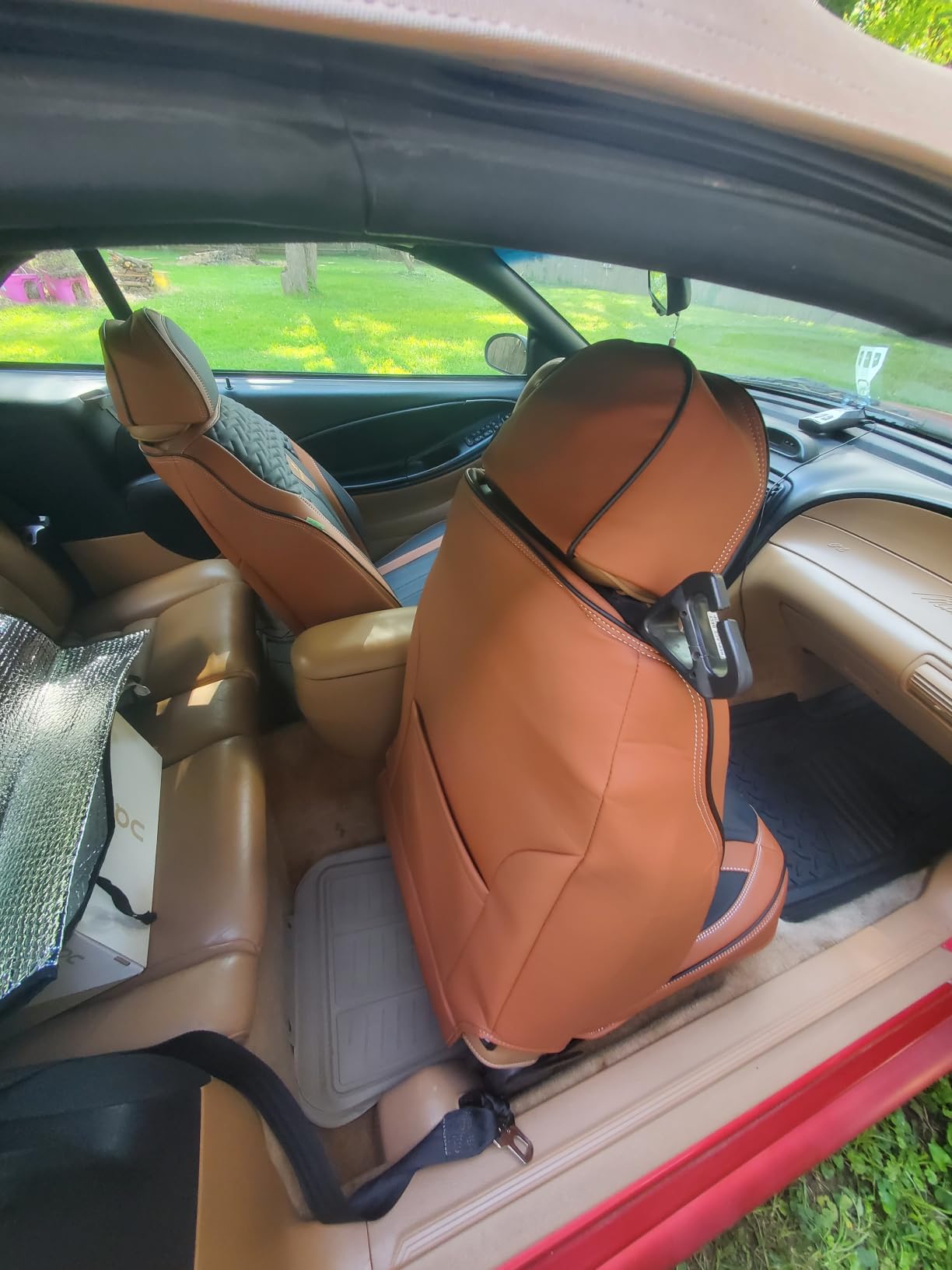 FLORICH Leather Seat Covers, Seat Covers Full Set, Car Seat Protectors 5 Seats, Automotive Seat Covers Fit for Most Cars Trucks SUV- Gray&Black customer photo 1