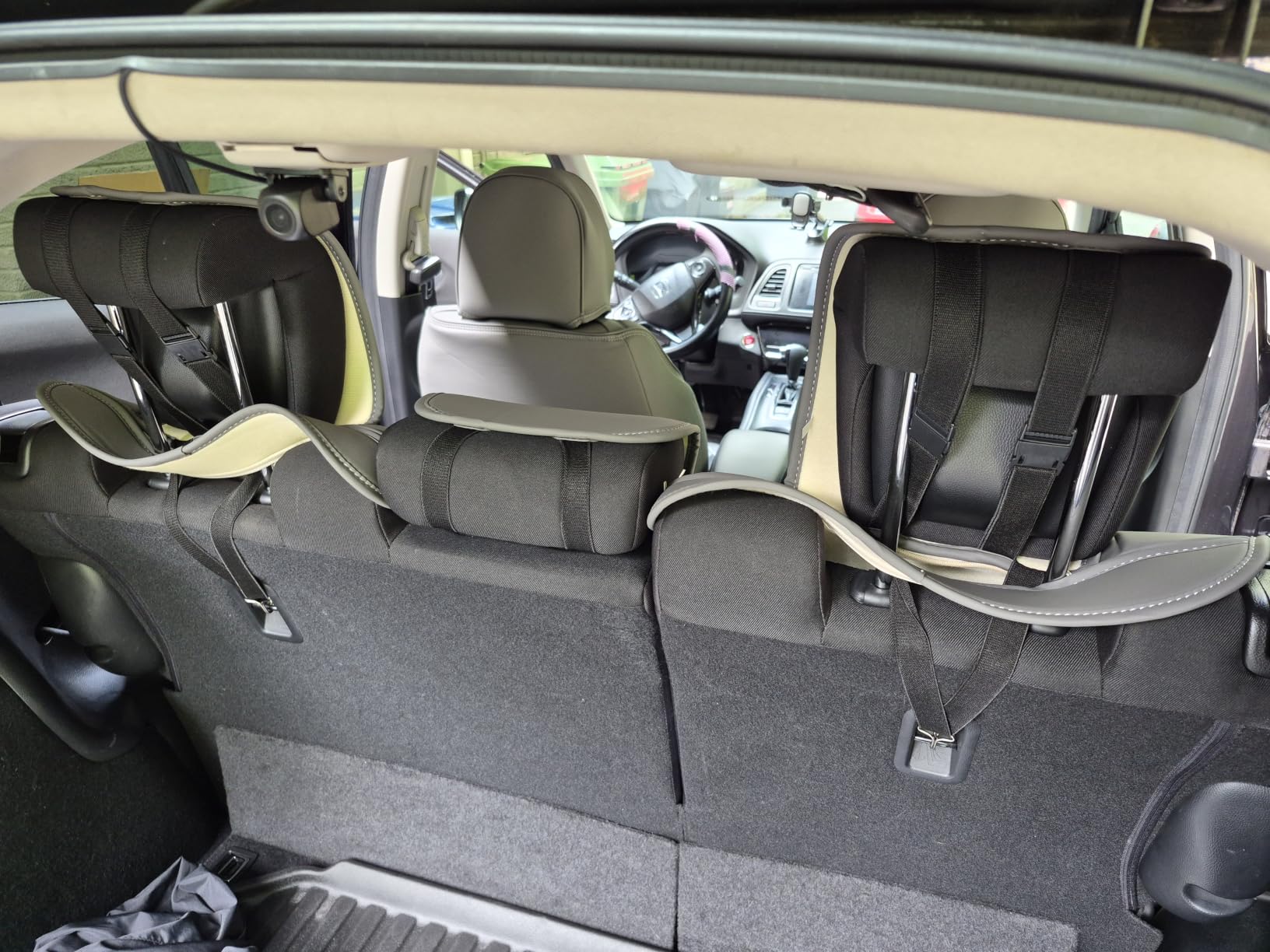 FLORICH Leather Seat Covers, Seat Covers Full Set, Car Seat Protectors 5 Seats, Automotive Seat Covers Fit for Most Cars Trucks SUV- Gray&Black customer photo 2
