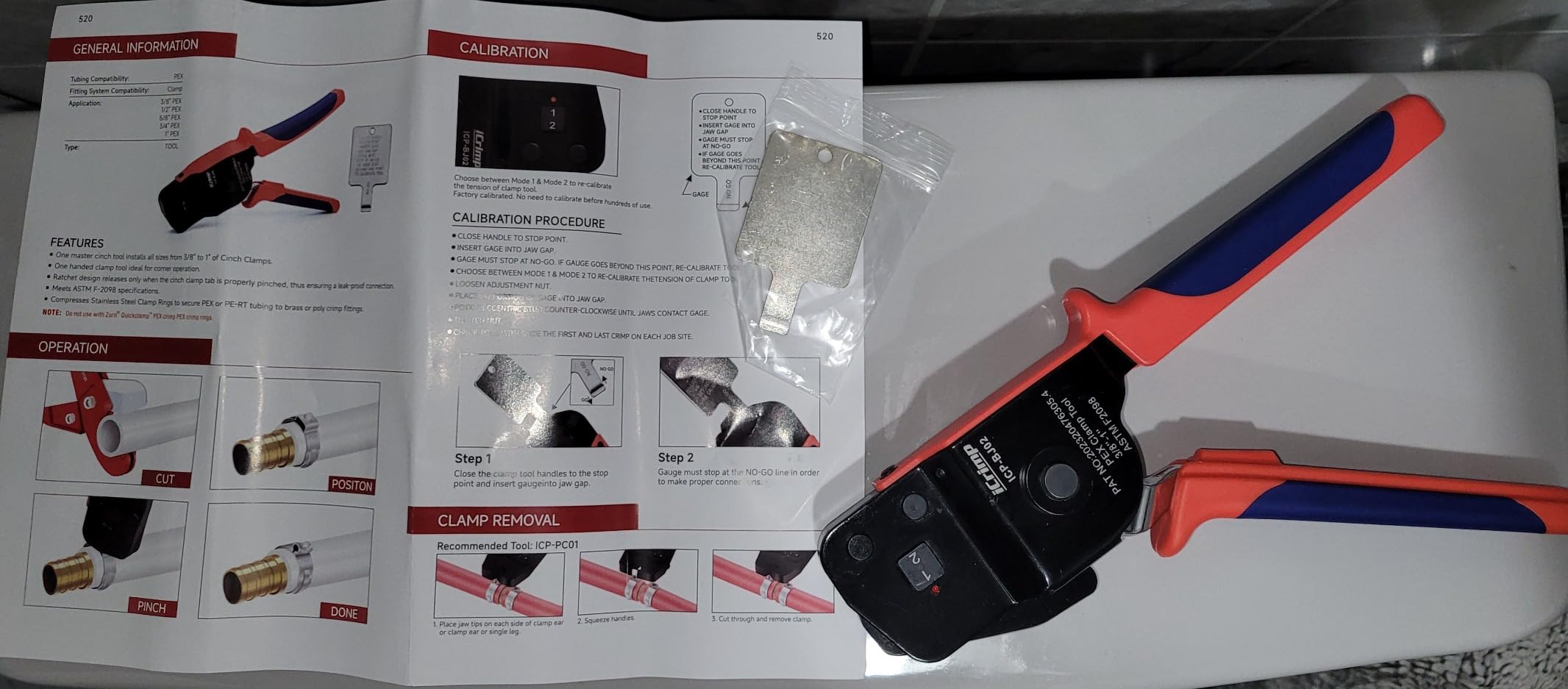 iCrimp ICP-BJ02 PEX Clamp Cinch Tool, Patented One Handed PEX Crimping Tool for Pinching 3/8-in, 1/2-in, 3/4-in, 1-in PEX Clamp Rings, Cinch Only customer photo 2