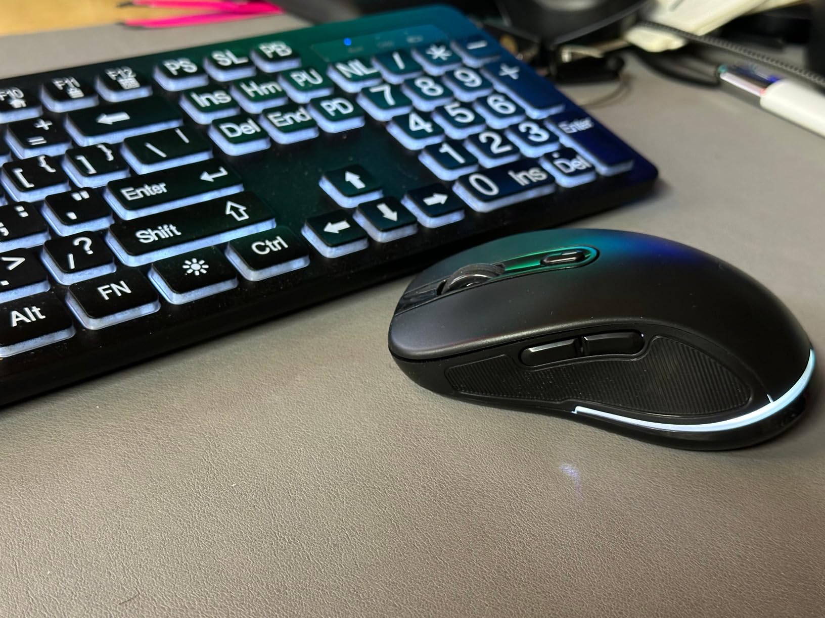 Large Print Backlit Wireless Keyboard and Mouse, 2.4G Full Size Keyboard and Mouse Combo with Big Letters and Backlight Key, Easy to See Big Letters, Light Up Keyboard for Windows, PC, Laptop, Desktop customer photo 1