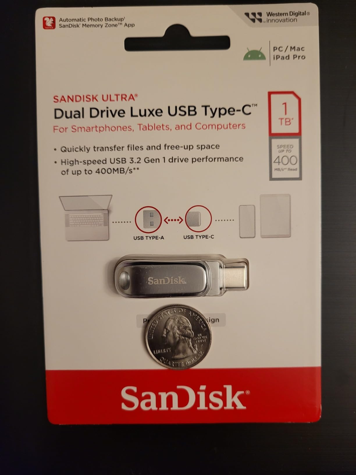 SANDISK 512GB Ultra Dual Drive Luxe, USB-C+USB-A, Up to 400MB/s Read Speeds customer photo 1