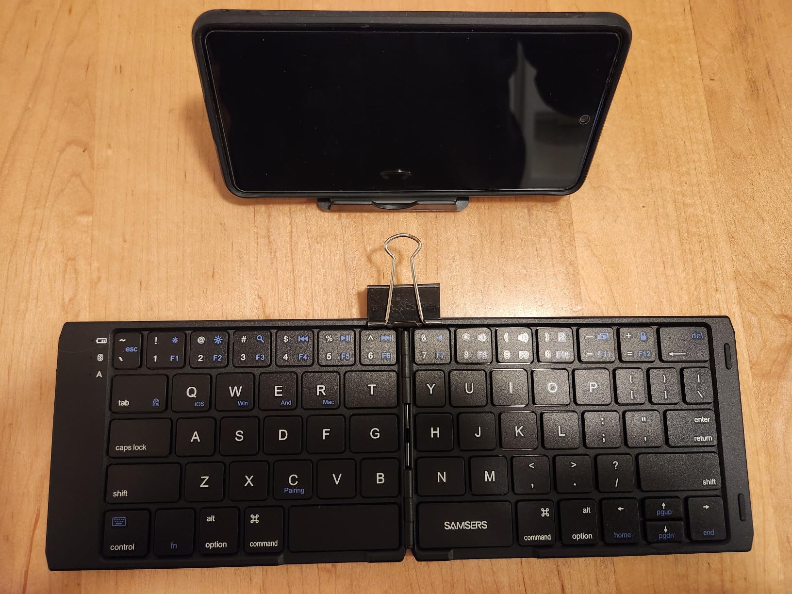Samsers Ultra Slim Foldable Bluetooth Keyboard for Phone Tablet PC, Purple customer photo 1