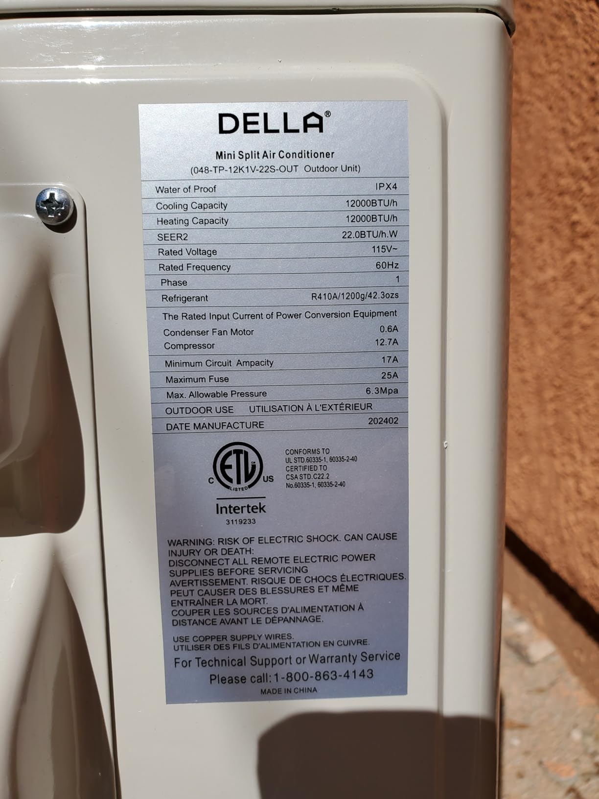 DELLA Optima Series 9,000 BTU Mini Split AC, Hyper Heat Down to -13°F, Up to 400 Sq. Ft, 24 SEER2 115V, Energy Star, WiFi & Alexa, Inverter AC with 0.75 Ton Pre-Charged Heat Pump & 16.4ft Kit customer photo 1