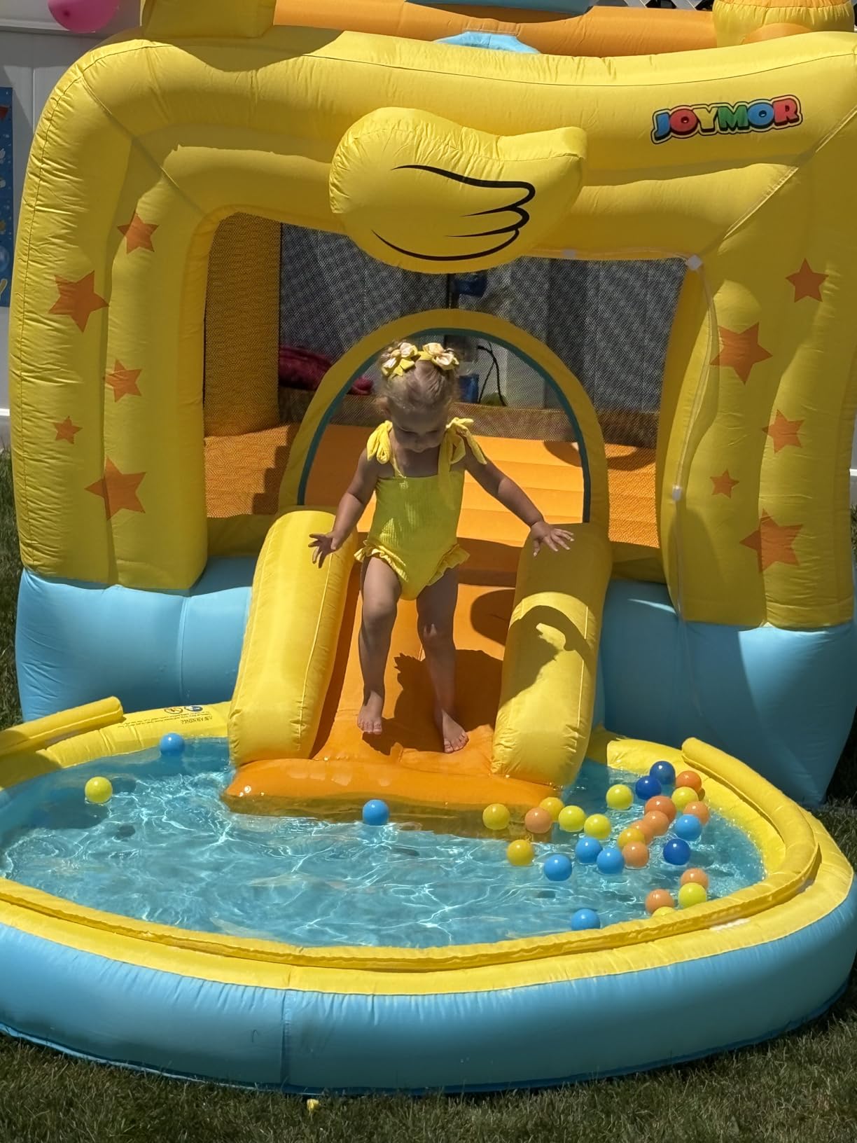 (2026 New) JOYMOR Water Slide Bounce House w/Ball Pit, Slide, Sprinklers, Toddler Bounce House Castle Indoor Outdoor, Inflatable Water Slide for Kids 3-6 (Air Blower, Carrying Bag Included) customer photo 2