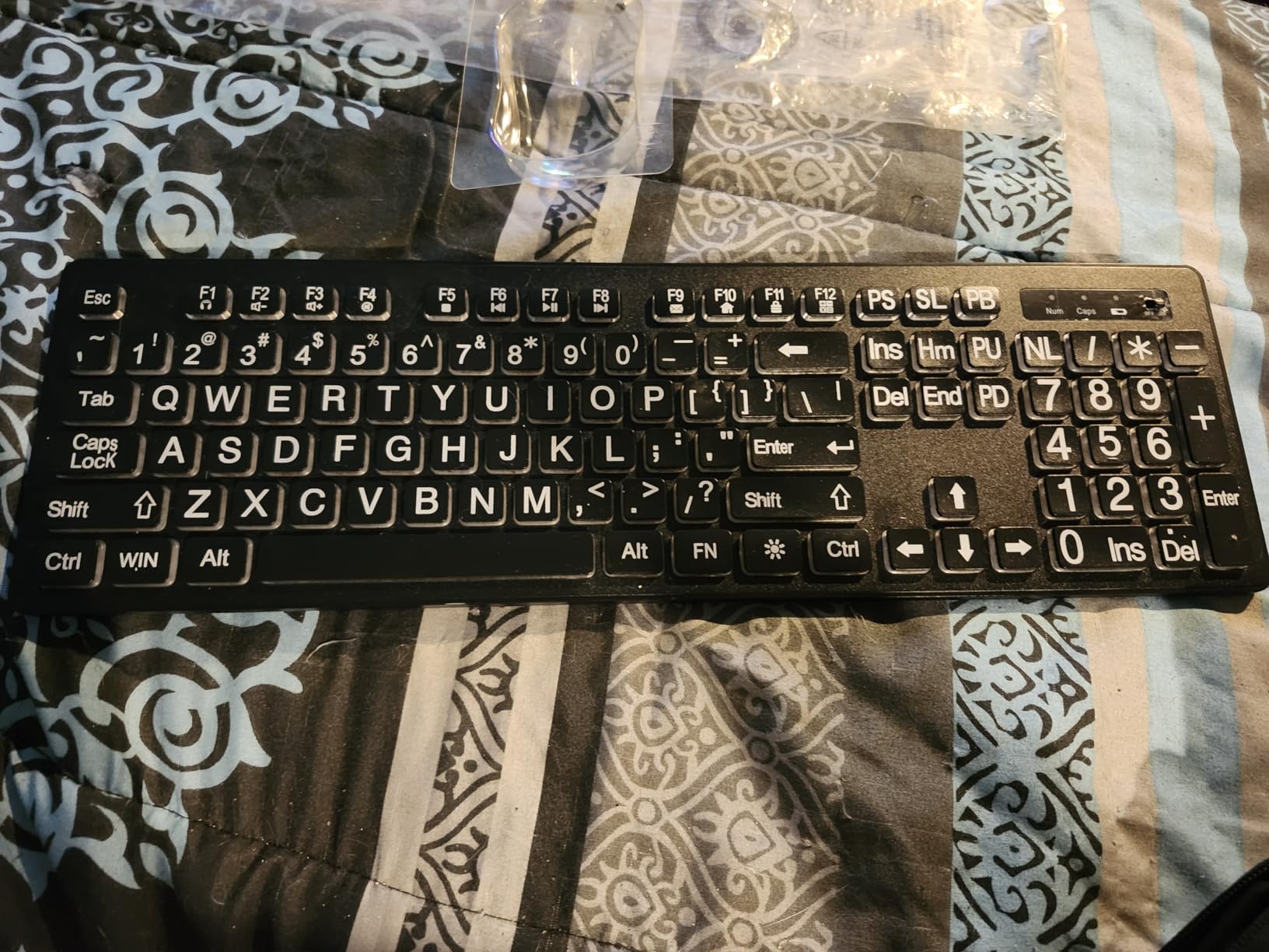 Large Print Wireless Keyboard and Mouse - 7 Colors Backlit Keyboard, Oversize Letters Keys Easy to See and Type, Rechargeable Keyboard and Mouse with Light Up Key, Compatible for PC, Windows, Gaming customer photo 1