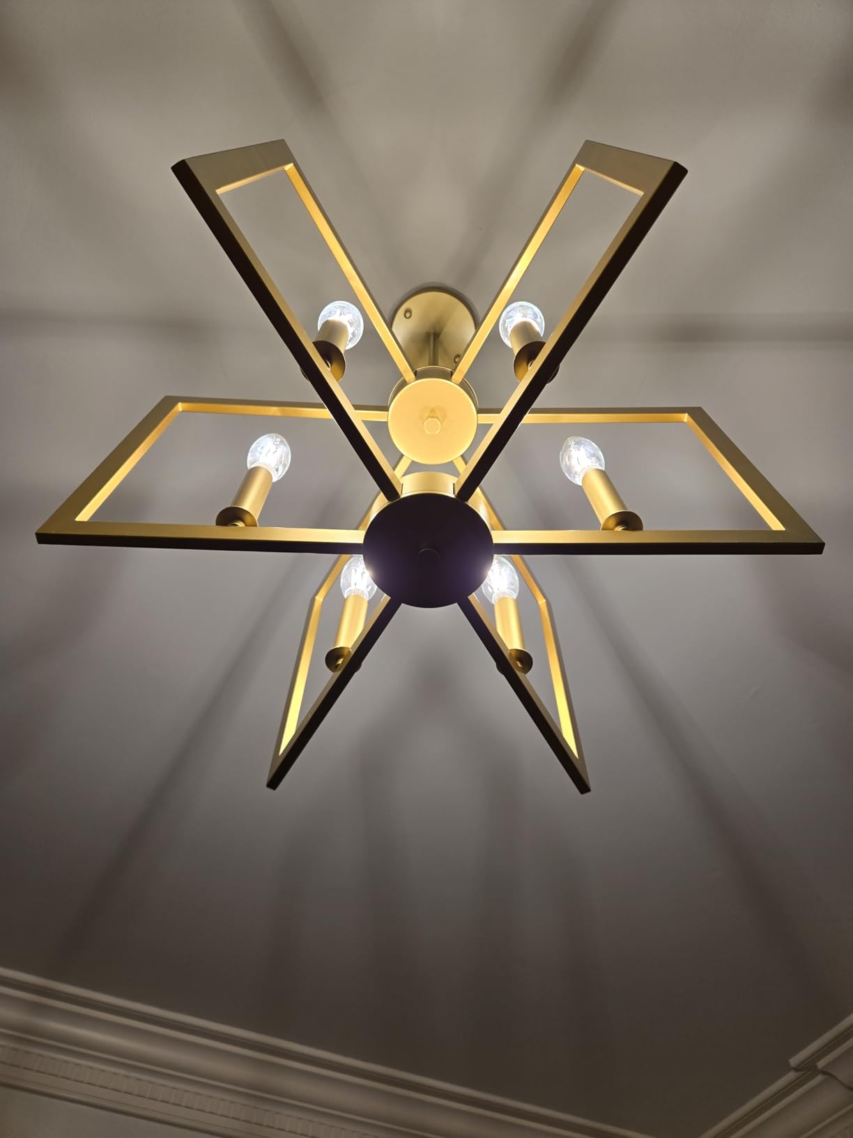 Klgxnrd 6-Light Gold Pendant Light, Modern Farmhouse Dining Room Light Fixtures Over Table, Industrial Metal Geometric Kitchen Chandelier for Entryway Hallway Foyer Bedroom customer photo 2