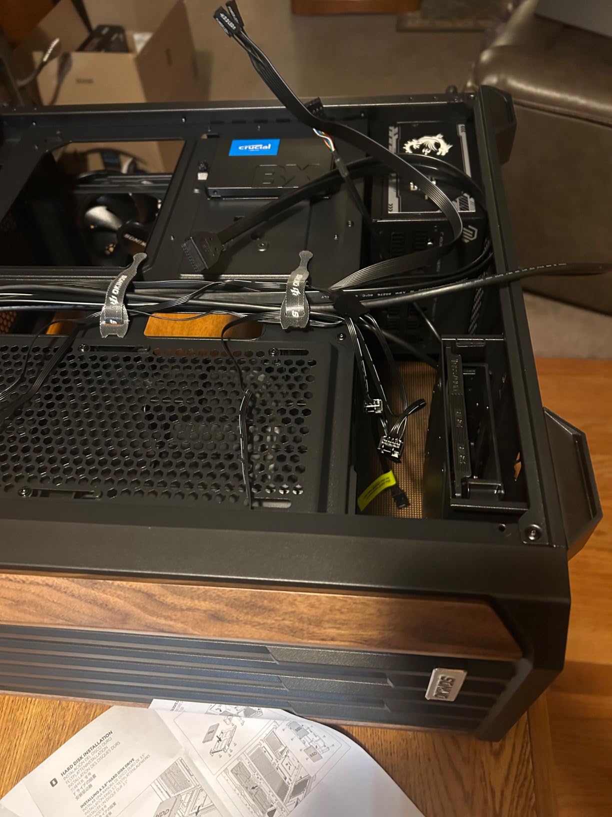 Okinos Genuine Walnut Wood PC Case, Support 360mm Radiator on Top, Pre-Installed 4 x 120mm PWM Fans ATX Case, Type-C Port, Magnetic Tempered Glass Side Panel, Black Computer Case, Cypress 7 customer photo 2