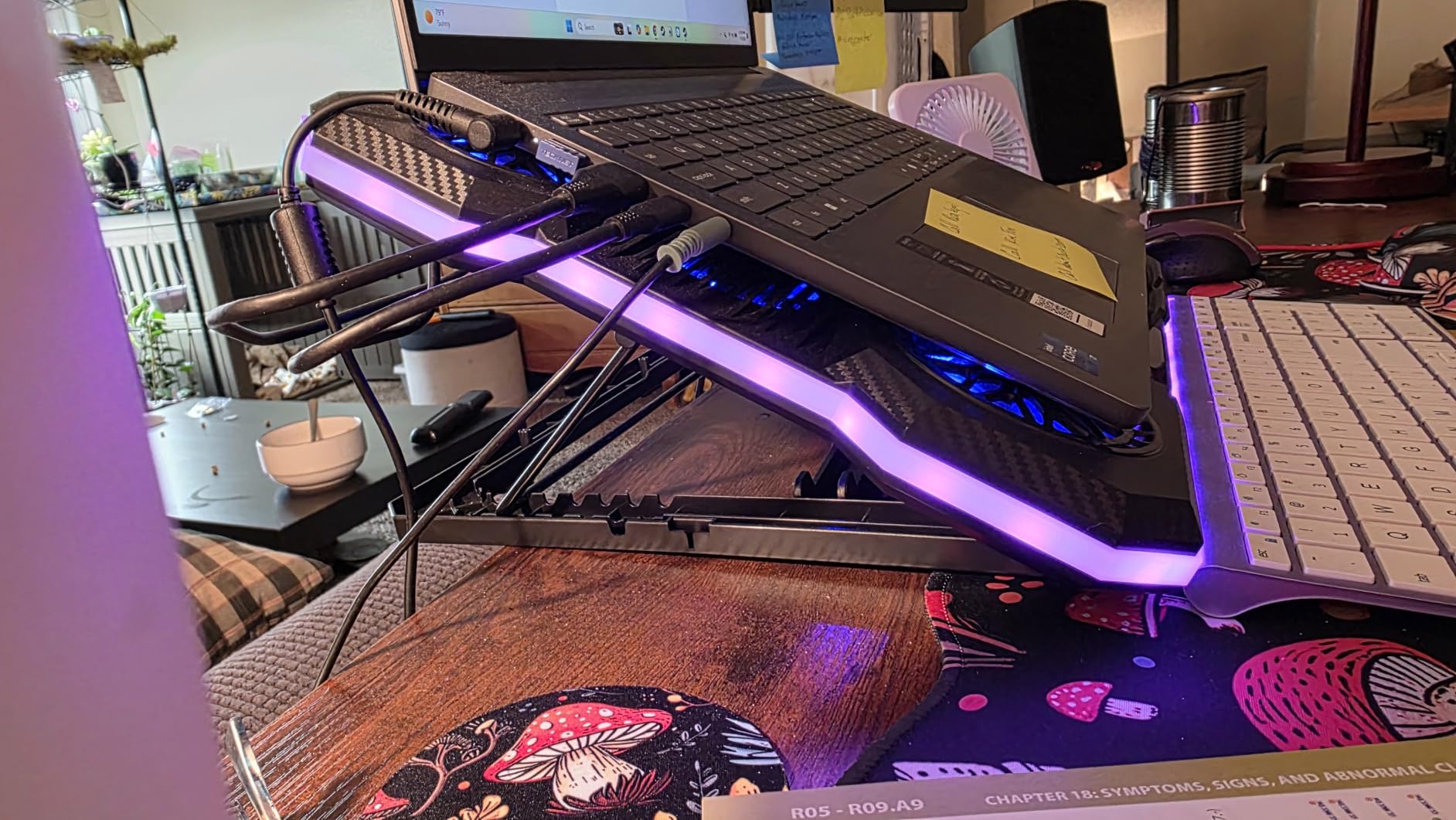 ChillCore Laptop Cooling Pad, RGB Lights Laptop Cooler 9 Fans for 15.6-19.3 Inch Laptops, Gaming Laptop Fan Cooling Pad with 8 Height Stands, 2 USB Ports - A21 Blue customer photo 1