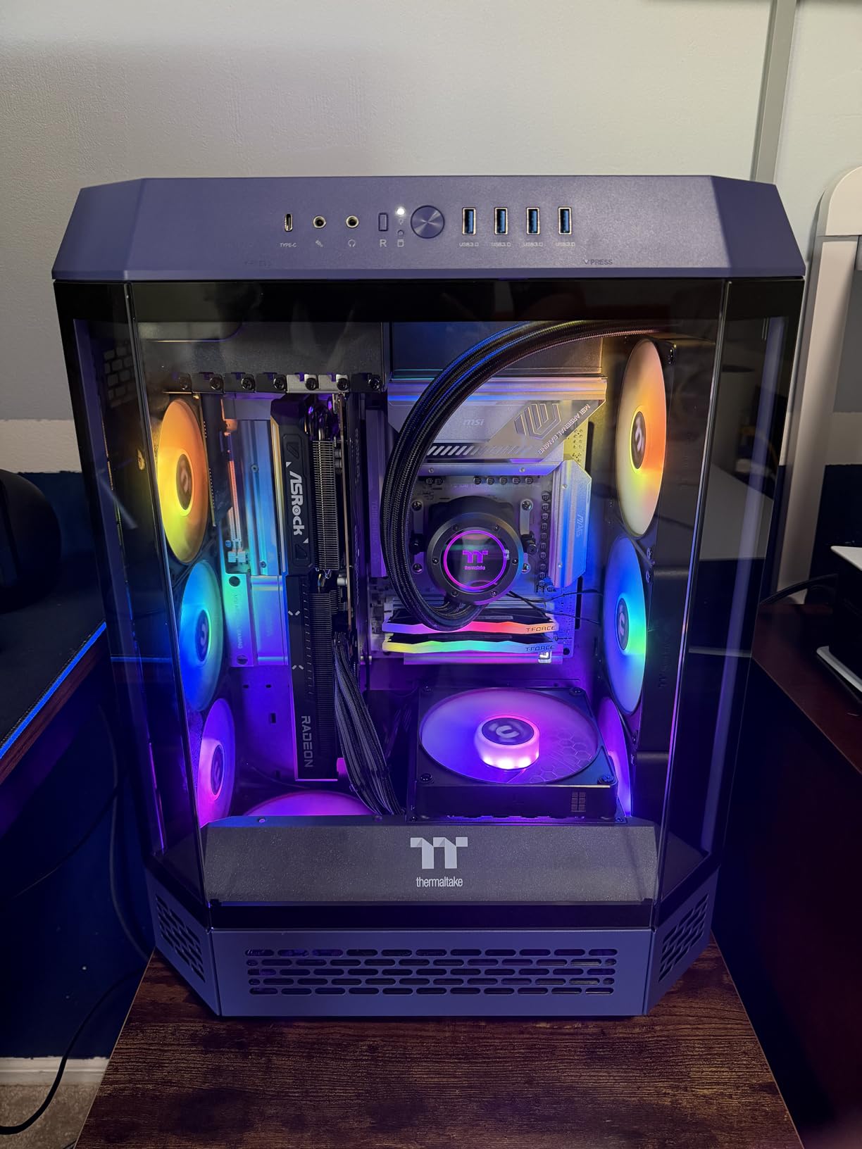 Thermaltake Tower 600 Hydrangea Blue Mid-Tower ATX Case; 3 Tempered Glass Panels; Hidden-Connector Motherboard Support; Rotational PCI-e Slots; CA-1Z1-00MFWN-00; 3 Year Warranty customer photo 1