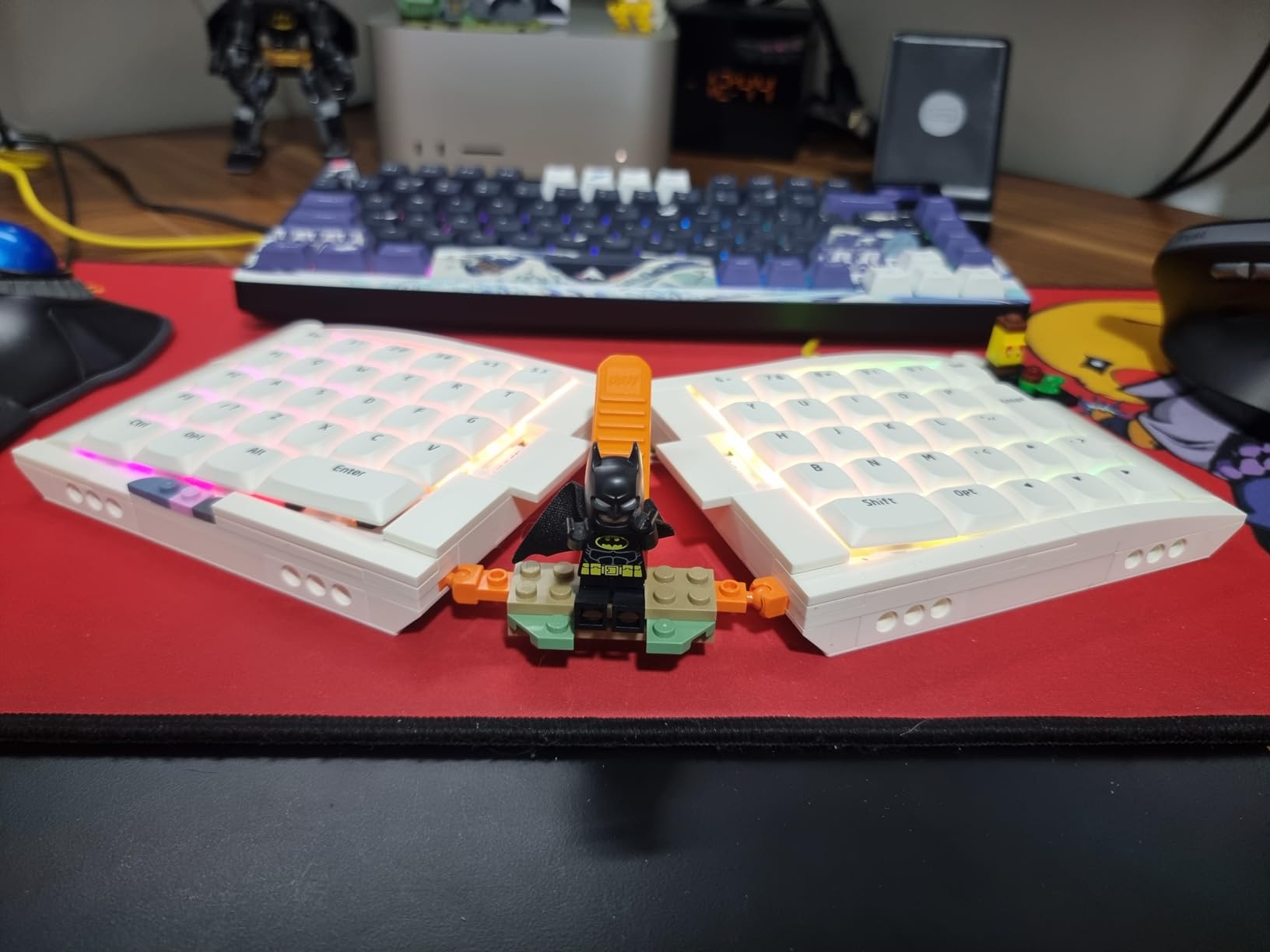 KBDcraft 07Israfel 50% Ergo-Split Low-Profile Mechanical Keyboard, 56-Key Ortho, Lego-Compatible Case, Wired, Linear Switch, Gasket Mount, Hot-Swappable, RGB, QMK, Vial for Win/Mac, Full Kit, White customer photo 2