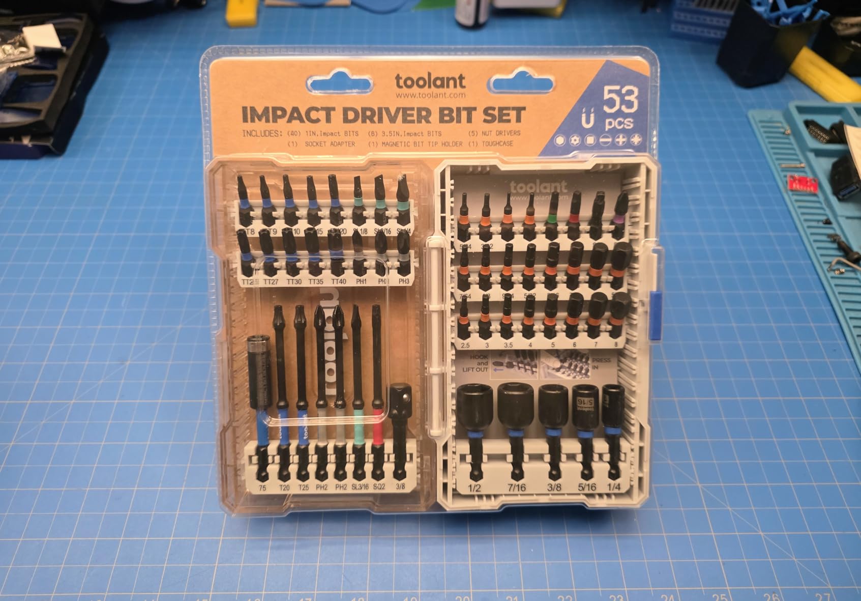 toolant Impact Driver Bit Set,52-Piece S2 Steel Screwdriver Bit Set,Hex,Torx,Phillips,Slotted,Square Bits and Nut Driver with Case customer photo 2