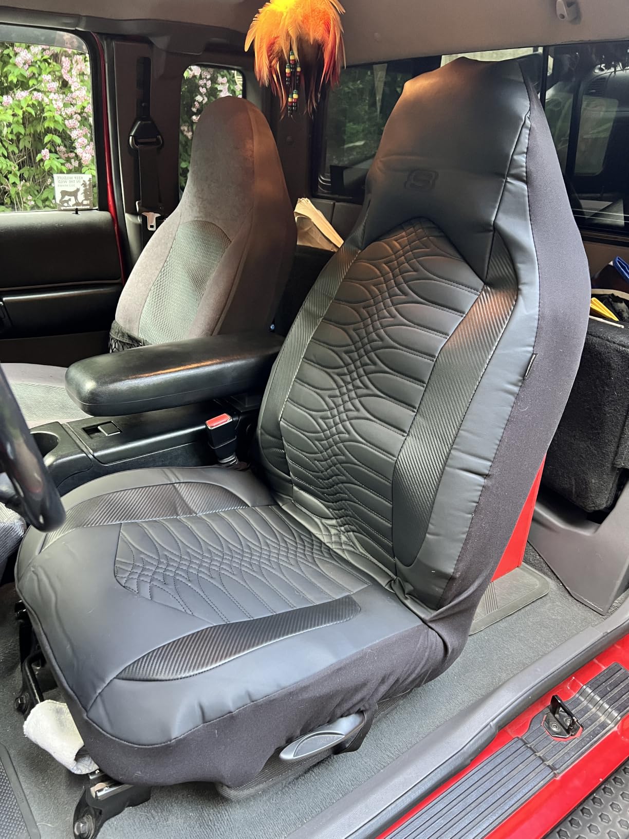 Skechers Memory Foam Car Seat Covers, Leather High Back Seat Covers Quilting Design,Waterproof Sports Car Seat Covers Front Seats,Airbag Compatible Universal Fit for Most Cars, SUVs,Trucks,Black customer photo 2