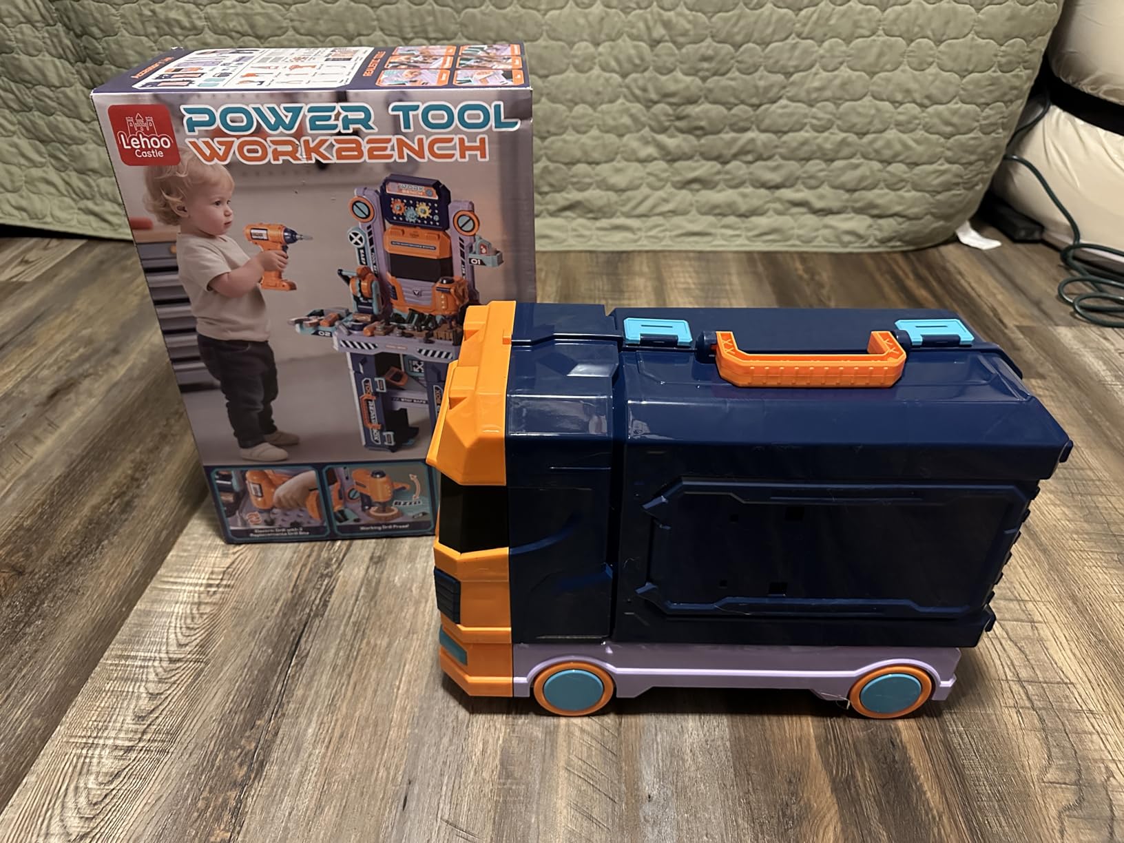 Lehoo Castle Kids Tool Bench with Electric Drill, Realistic Tools, Trucks customer photo 2