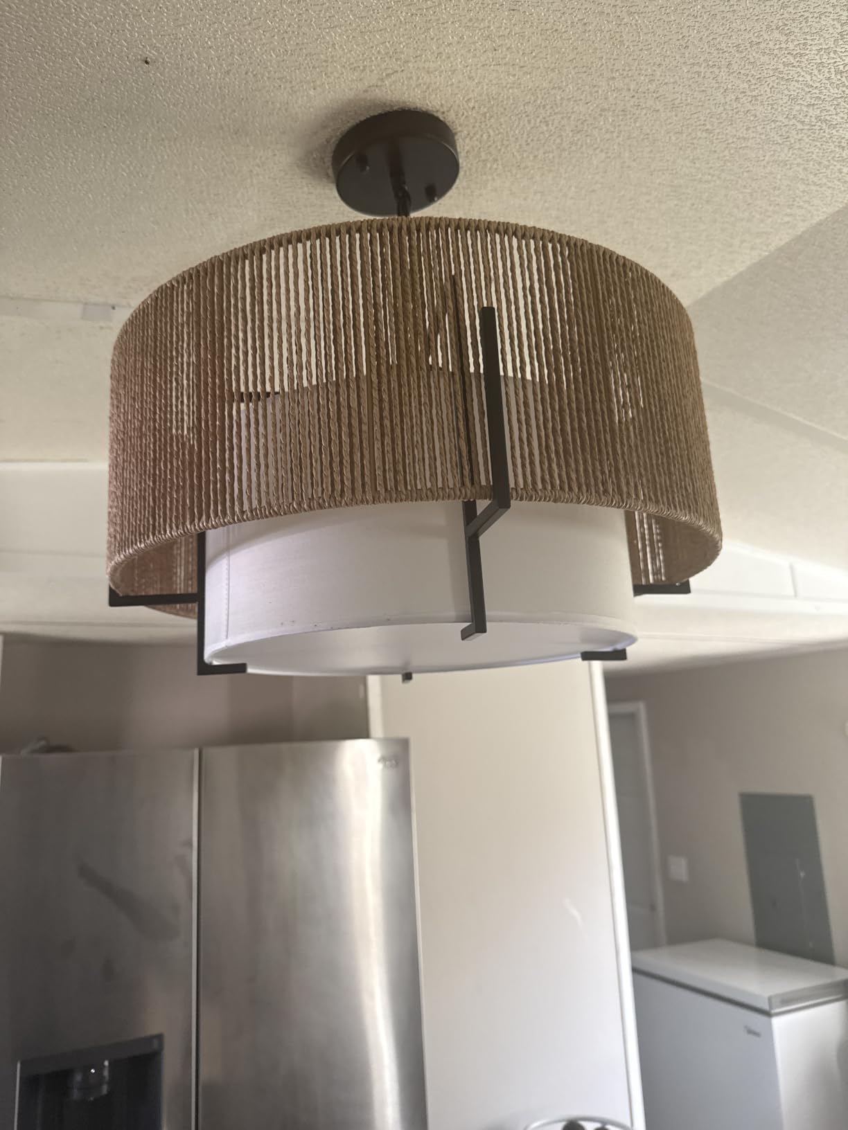 4-Light Rattan Chandelier for Dining Room, 19.7
