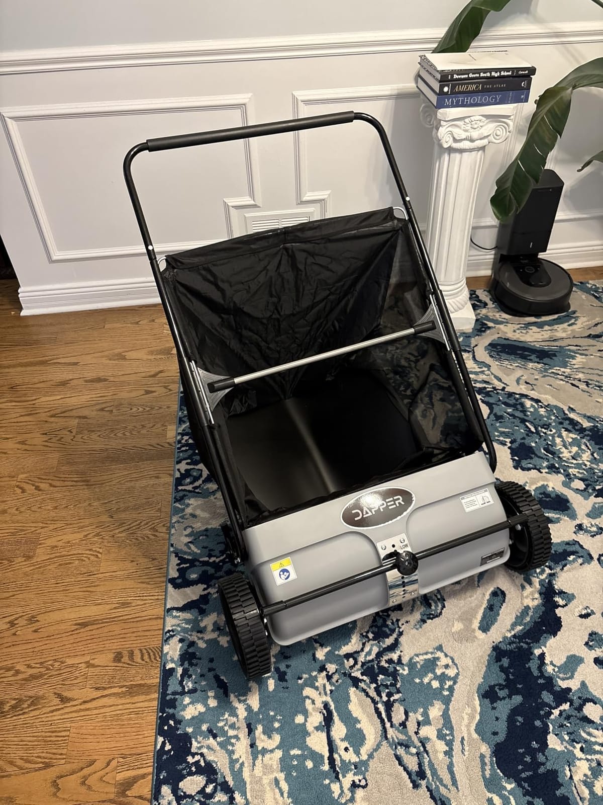 Dapper Supply 26-Inch Push Lawn Sweeper, Grass, Lawn and Leaf Cleanup Collector with Large 7 cu. ft. Hopper Bag, and Dual Spinning Brushes, Grey customer photo 1