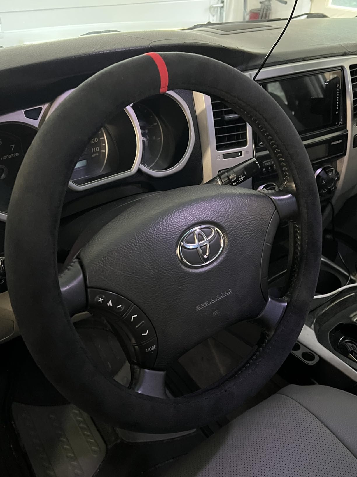 Suede Steering Wheel Cover with Upgraded Silicone Inner Ring, Anti Heat, Breathable, Anti-Slip, Leather Universal 14.5 to 15 inch Steering Wheel Cover (Black, Solid) customer photo 2