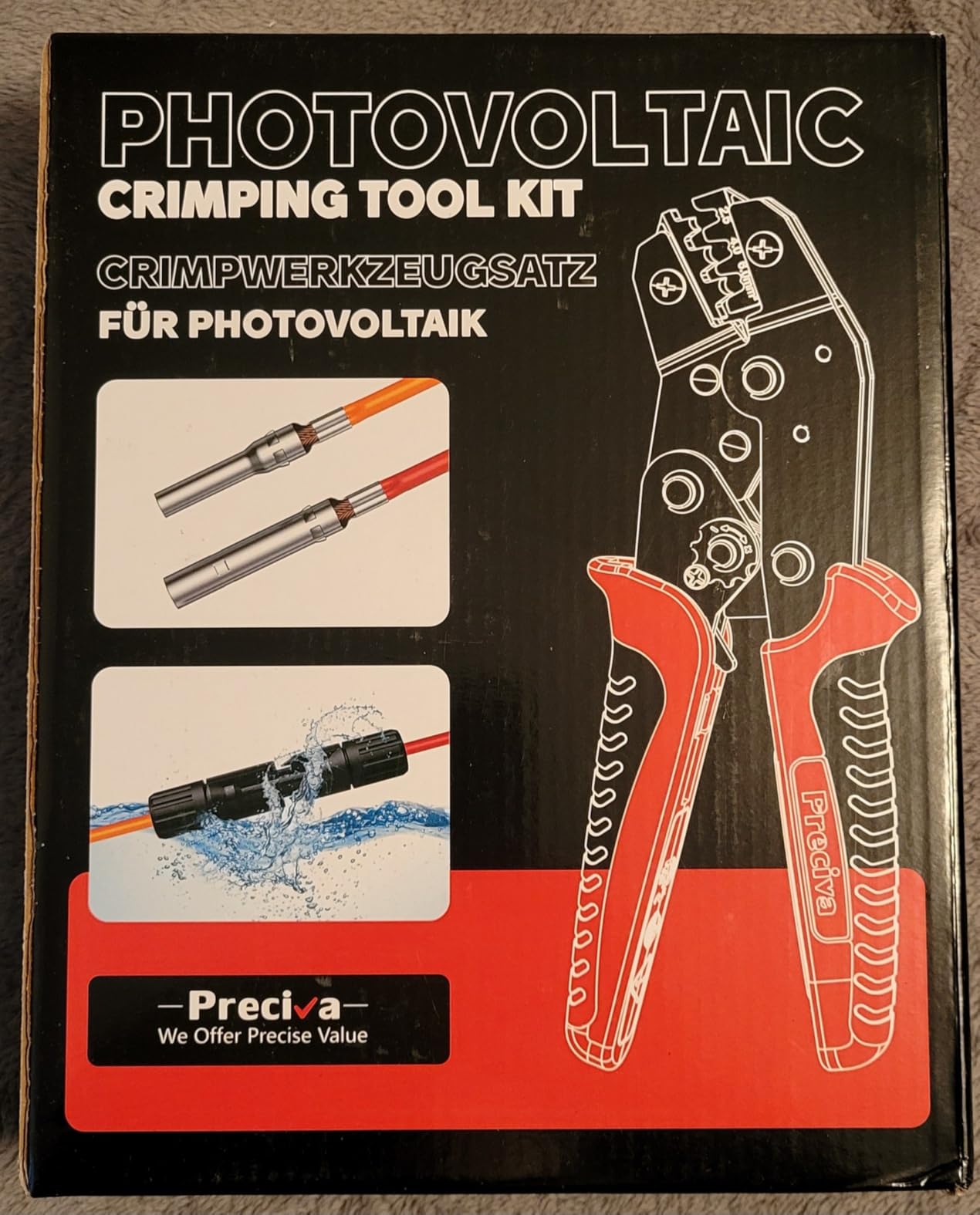 Preciva Solar Crimper Tool Kit, 10 Pairs MC4 Connectors & 2 Wrench, 1 Ratcheting Crimper for 13-9 AWG (2.5-6mm²) Cable, Waterproof PV Connector Assembly Kit with Carry Case for Solar Installation customer photo 1